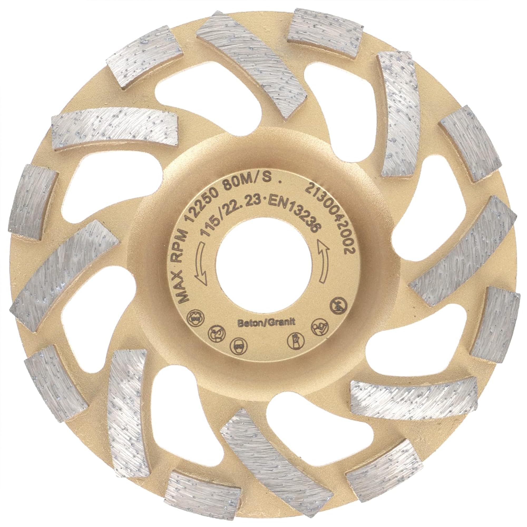 PRODIAMANT Professional Diamond Cup Wheel Turbo 115 mm 4.5 inch x 22.2 mm Diamond Grinding Wheel PDX82.918 Concrete Natural Stone