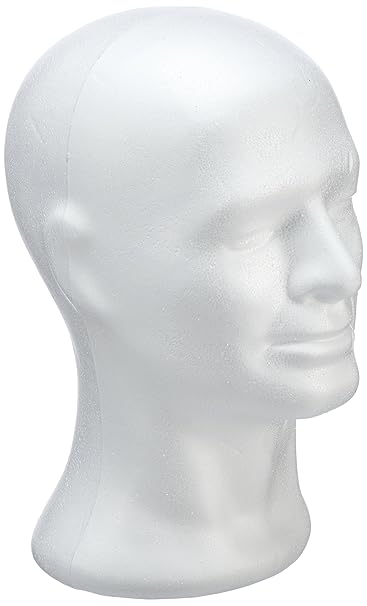 RAYHER Styropor-Kopf männlich, Ständer für Perücken, Kopfhörer, Mützen & Co, Größe: 30,5cm