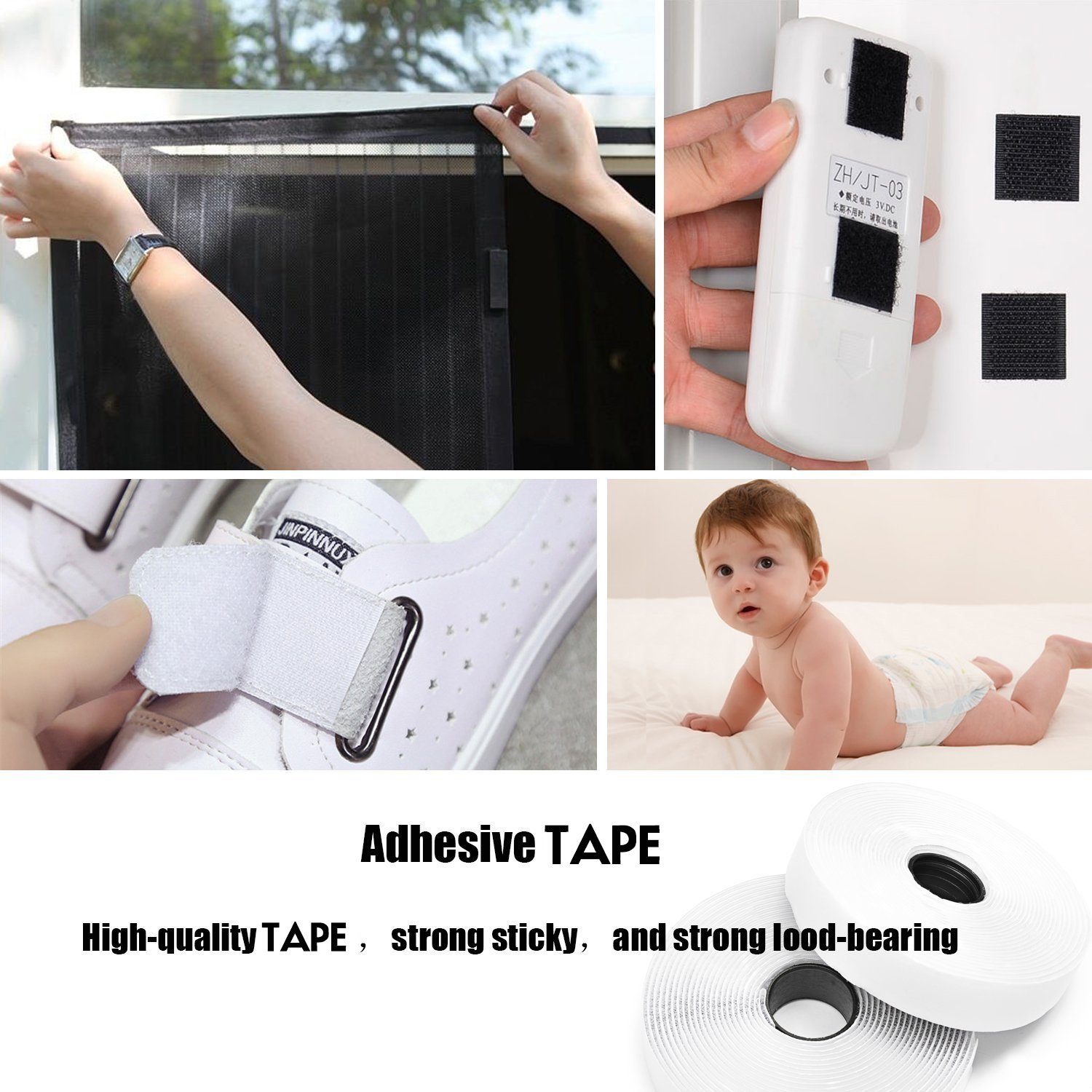 Velcro Strips Self Adhesive, XIAO MO GU Velcro Fastening Loop Tape 10m x 20mm (White)