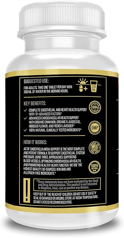 Amazon Com Actif Endothelial Mega Support With 10 Factors Maximum Endothelial System Support Non Gmo 60 Count Health Personal Care