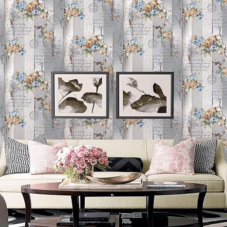 Buy Glowvia Flower Wood Wallpaper For Wall Grey Flower Wood