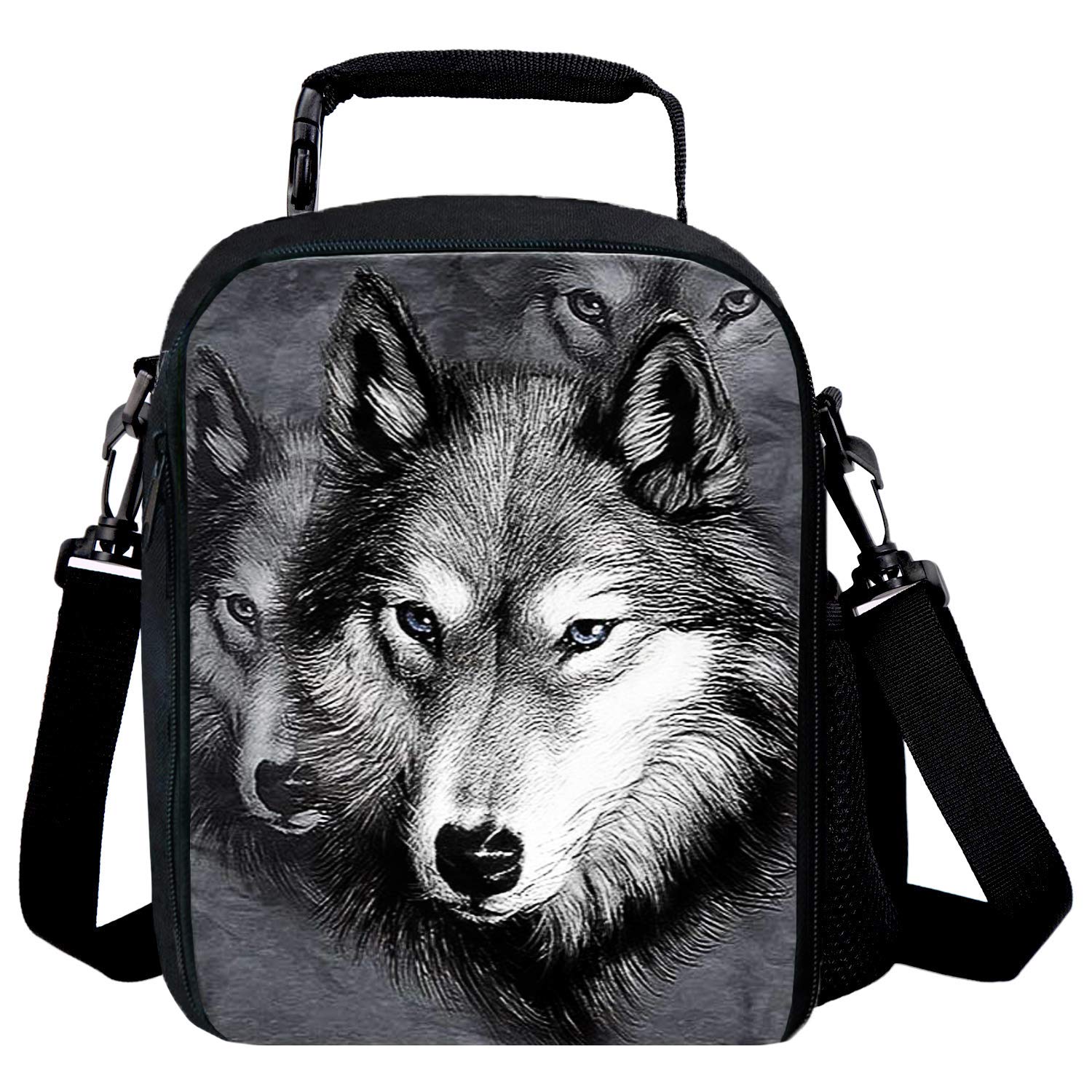 GOXUNYUAN Kids Lunch Bag, 2019 Upgrade Insulated Animal Lunch Tote- Waterproof Reusable Lunch Box Portable Meal Bag Ice Pack for Boys Girl Wolf Grey — image 1