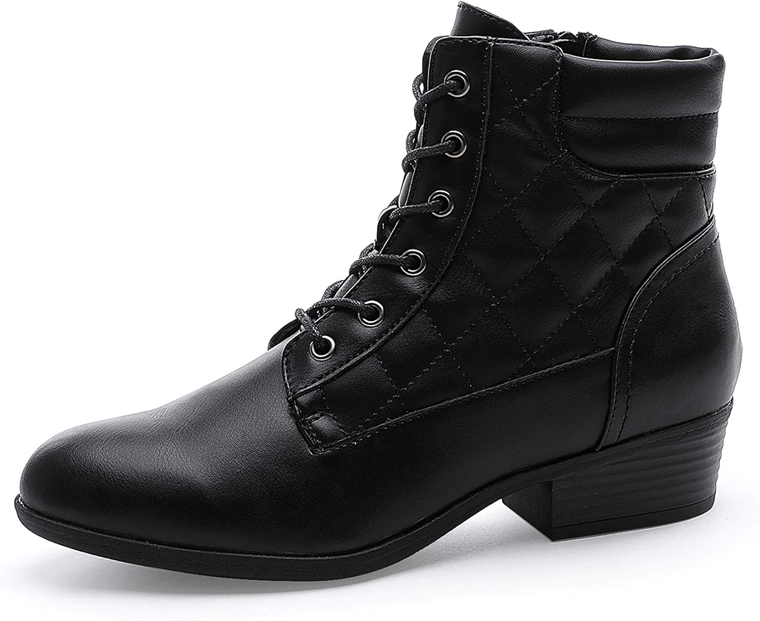 CentroPoint Women's Block Heel Military Ankle Boots Lace Up Leather Combat Boots Fashion Booties