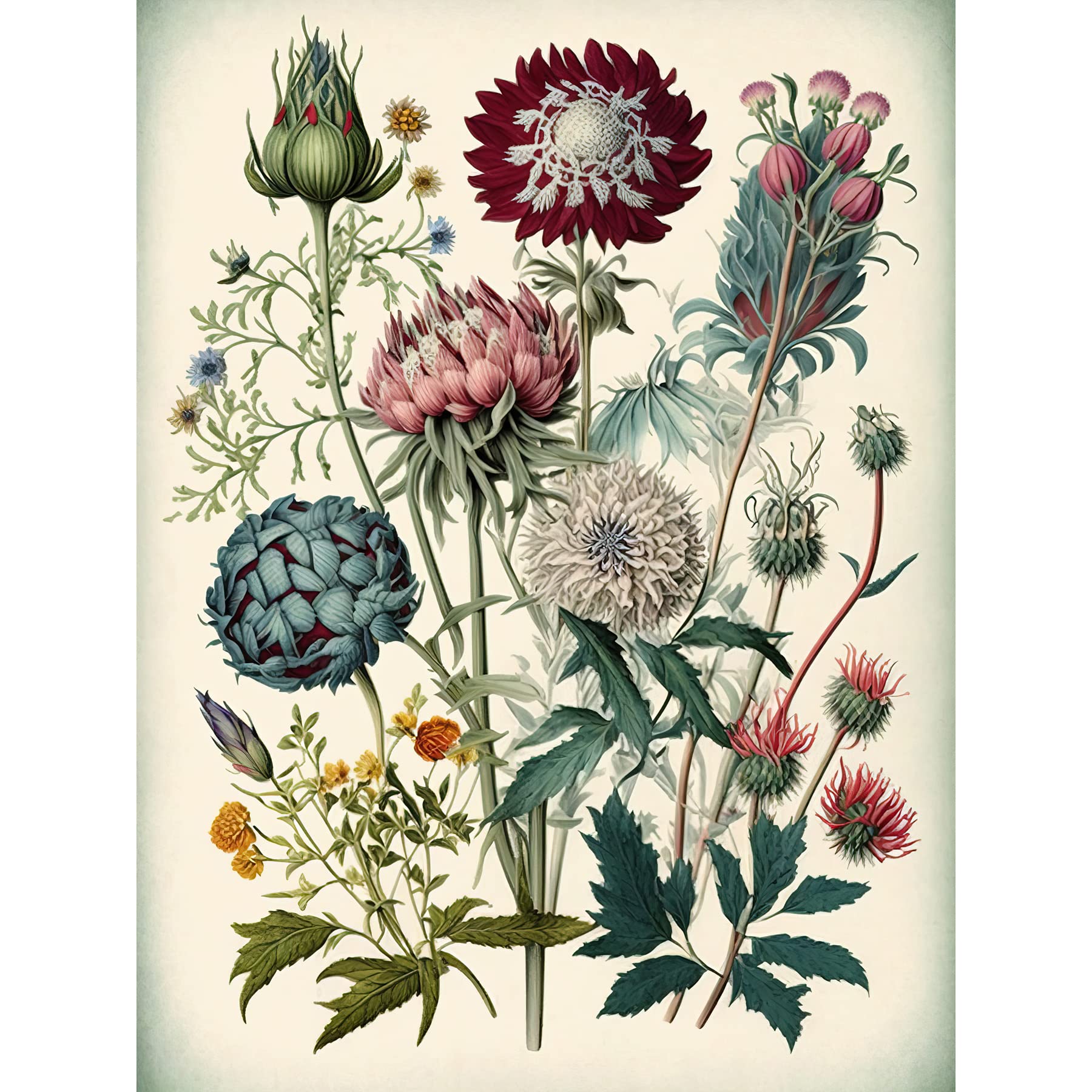 Artery8 Ernst Haeckel Style Vintage Botanical Plant Study Modern Watercolour Painting Illustration Extra Large XL Wall Art Poster Print