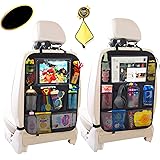 Car Backseat Organizers,Car Boot Organiser Kick Mats with 8 pcs Storage Pockets+10 inch Touch Screen Tablet Holder,Car Seat B