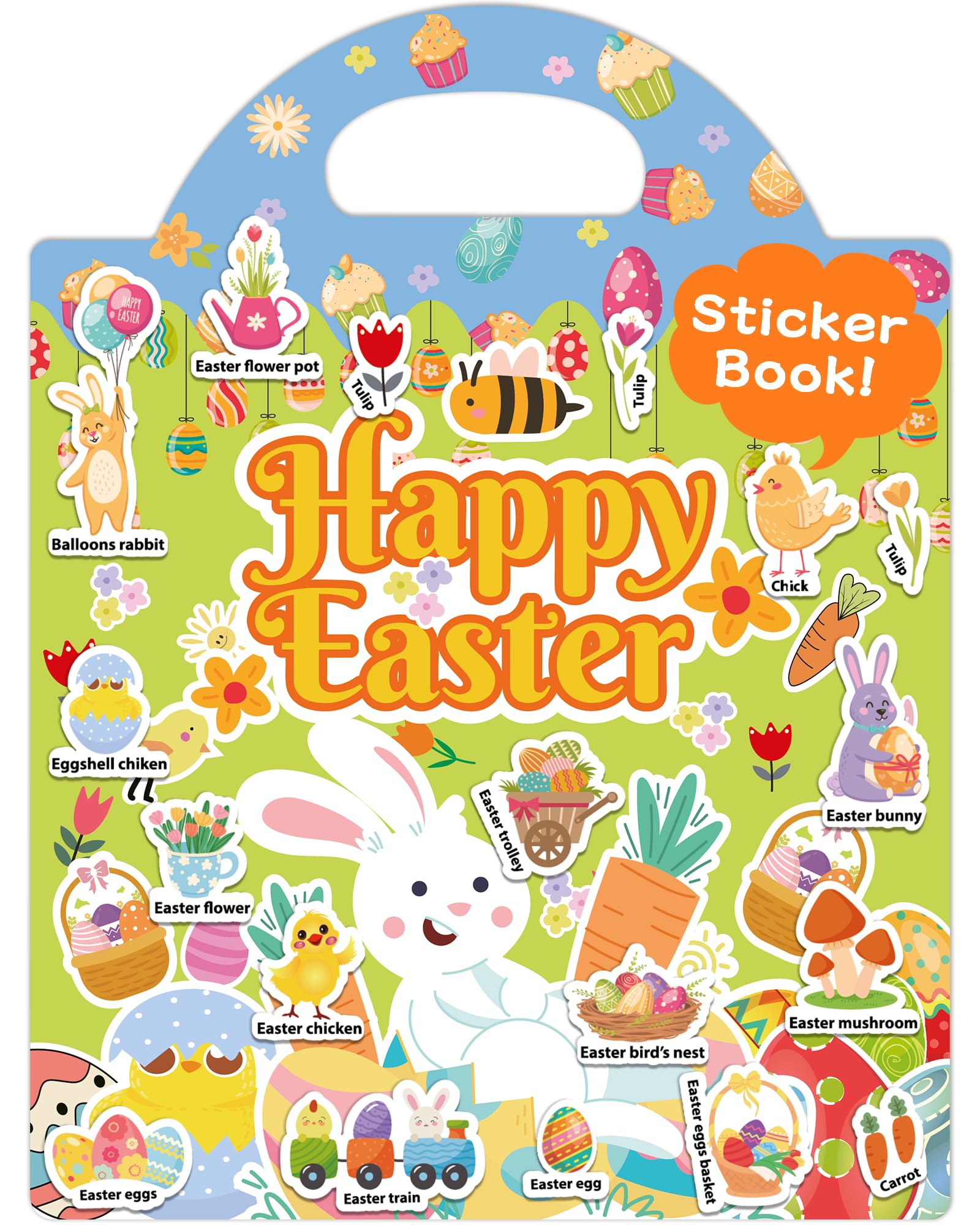 Benresive Reusable Sticker Books for Toddlers, Fun Travel Stickers for Kids, Toddler Sticker Book, Crafts Activities for Toddlers, 3 and Up Easter Basket Stuffers Birthday Gifts - Easter