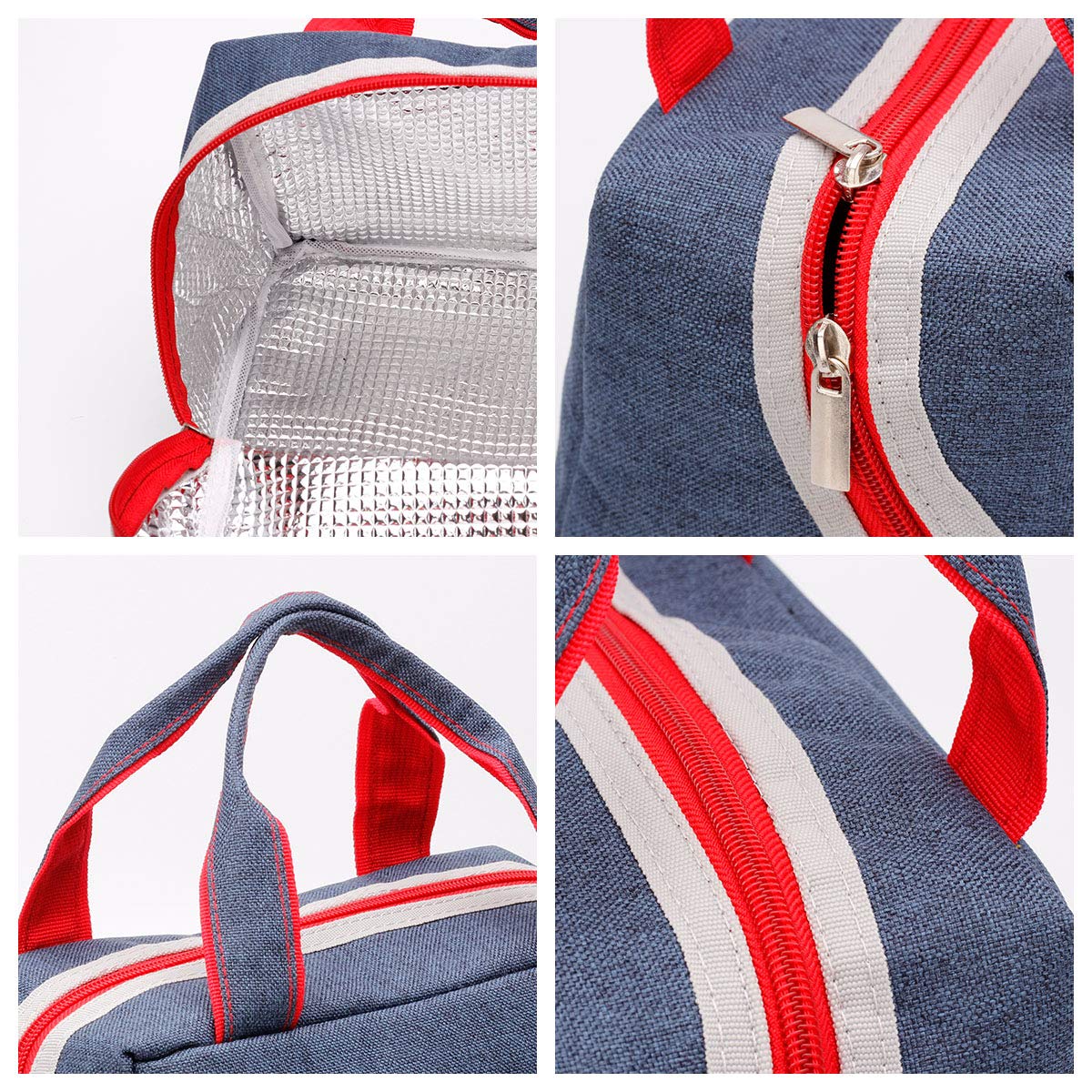 Lunch Bag Insulated Lunch Box Denim Tote Bag Reusable Lunch Containers with Zip Closure Lunch Organizer for Women Men Kids Boys Girls,School Work Office