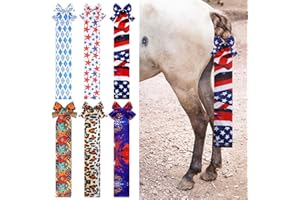Huhumy 6 Pcs Horse Tail Bag Breathable Guard 22" Slip on Horse Care Tail Wrap 2 Strand Closure Straps Grooming Supplies to Keep from Dirt Breakage Rubbing 6 Designs(Aesthetic Style)