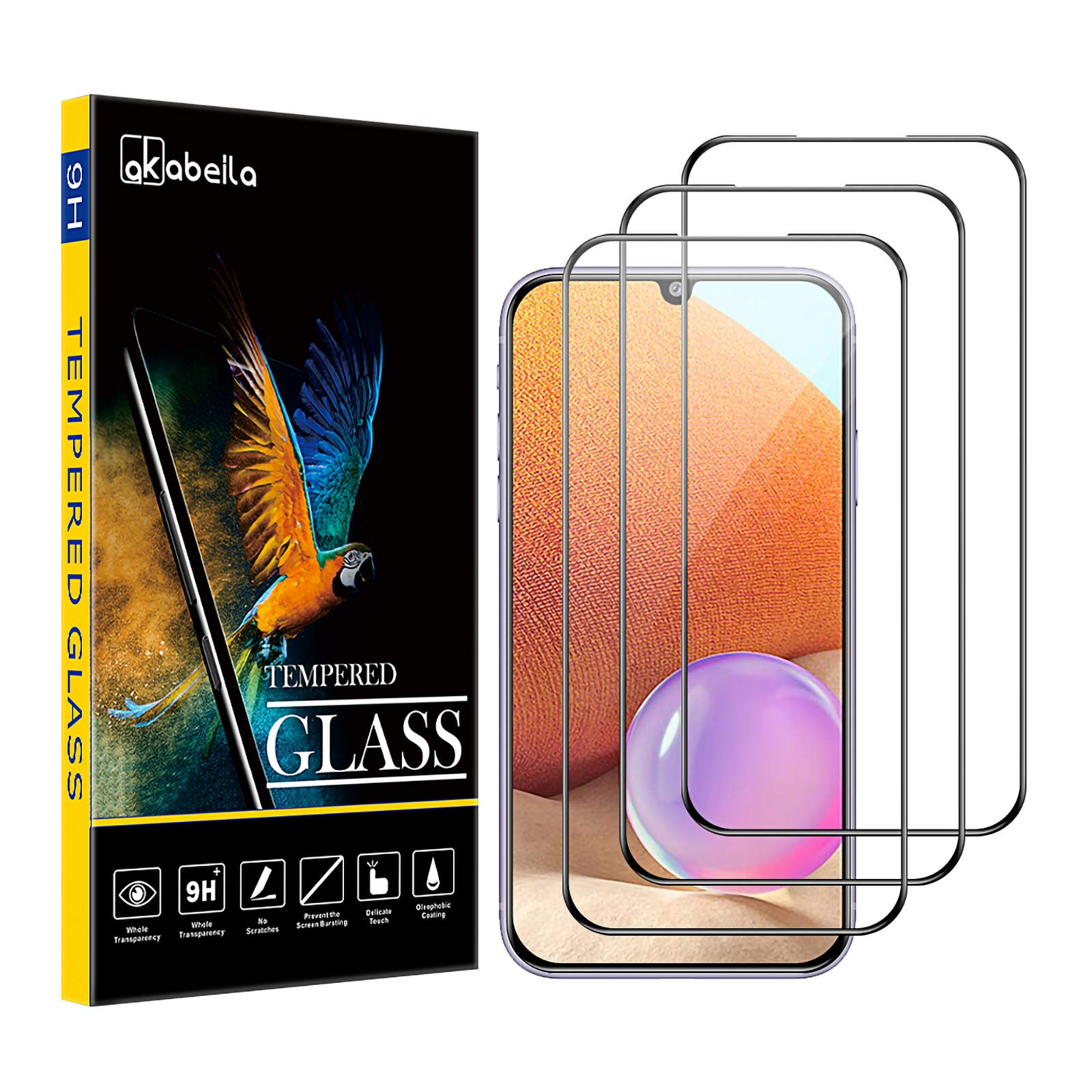 AKABEILA [3 Pack Screen Protector for Samsung Galaxy A12/A32 5G Premium HD Tempered Glass Protective Film 9H Hardness Case Friendly Easy Installation Anti Scratch Bubble Free
