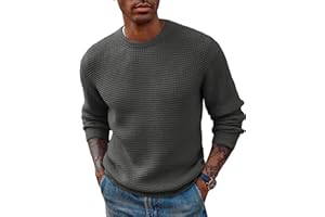 PJ PAUL JONES Mens Crewneck Pullover Sweater Waffle Textured Long Sleeve Knitted Sweaters