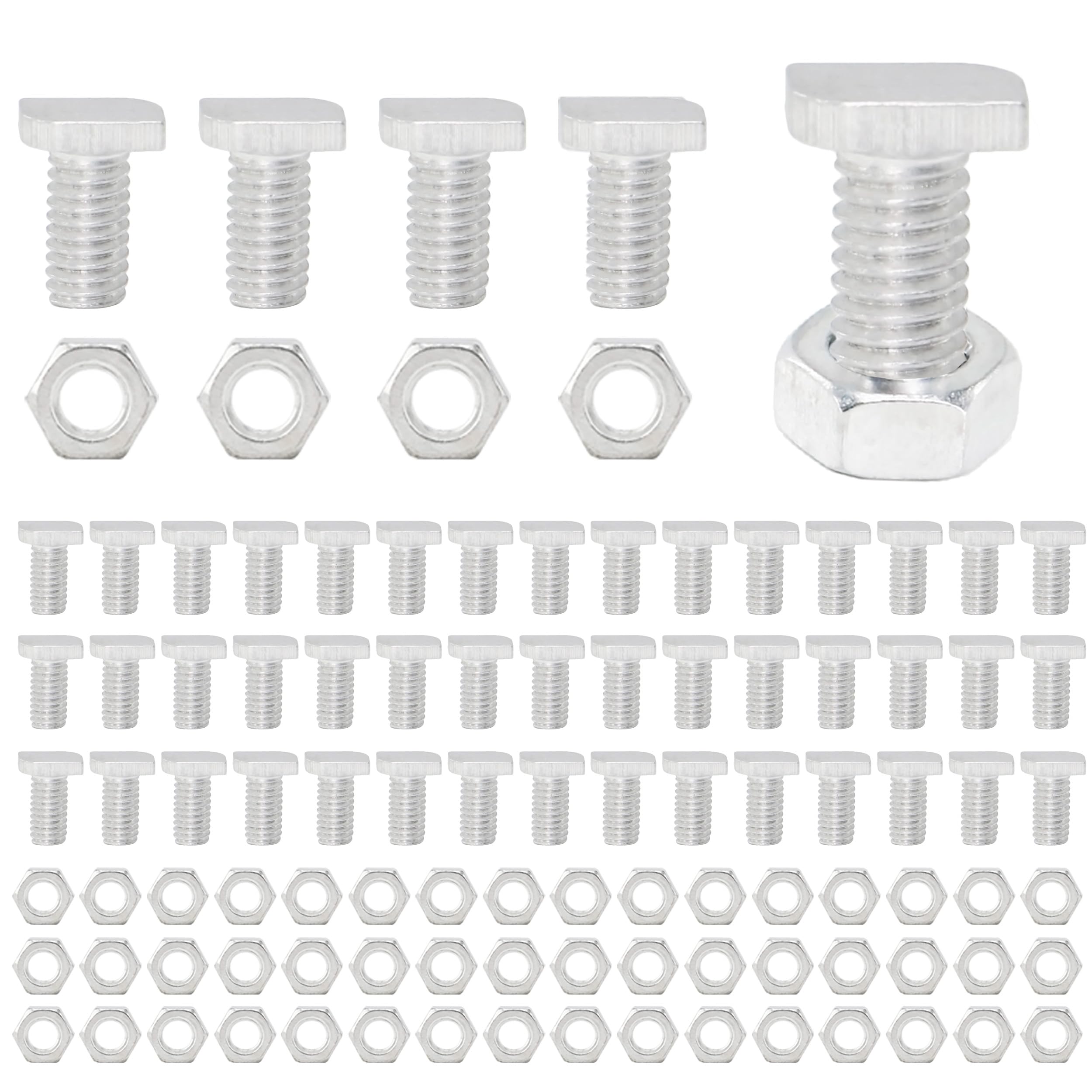 Zayin 50 Sets Greenhouse Nuts and Bolts,Aluminium Green house Hex Nuts and T Head Bolts for Building Repairing Greenhouse Necessary Accessories