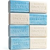 Australian Botanical Men's Soap Bars, Duo Pack Luxury Body and Beard Bars, Sea Salt and Goats Milk Soap, Gift for Men, 6.6 oz. 4 Bars of Each, 8 Pack