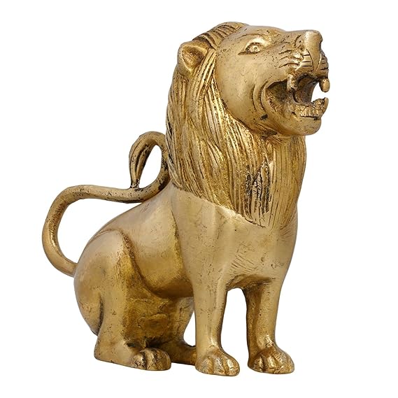 Buy Idol Collections Brass Handmade Lion Figurine Sculpture Art Gift Ideas Home Decor, Standard