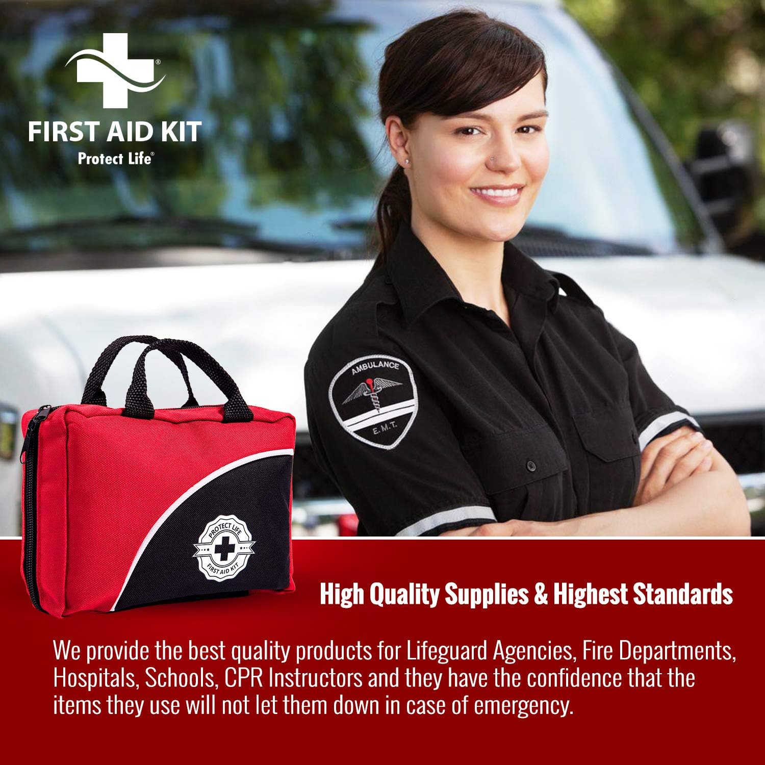 First Aid Kit - 160 Piece - for Car, Travel, Camping, Home, Office, Sports, Survival | Complete Emergency Bag Fully stocked with Medical Supplies: Health & Personal Care