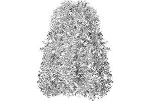 FUSHENMU 33ft Silver Christmas Tinsel Garland,Xmas Metallic Twisted Hanging Garland with Star for Chistmas Tree Fireplace Home Decoration