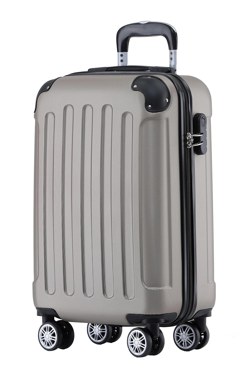 BEIBYE Zwillingsrollen Hardcase Reisekoffer Koffer Trolleys Hartschale in XL-L-M in 14 Farben (Champagner, Handgepäck (55cm))
