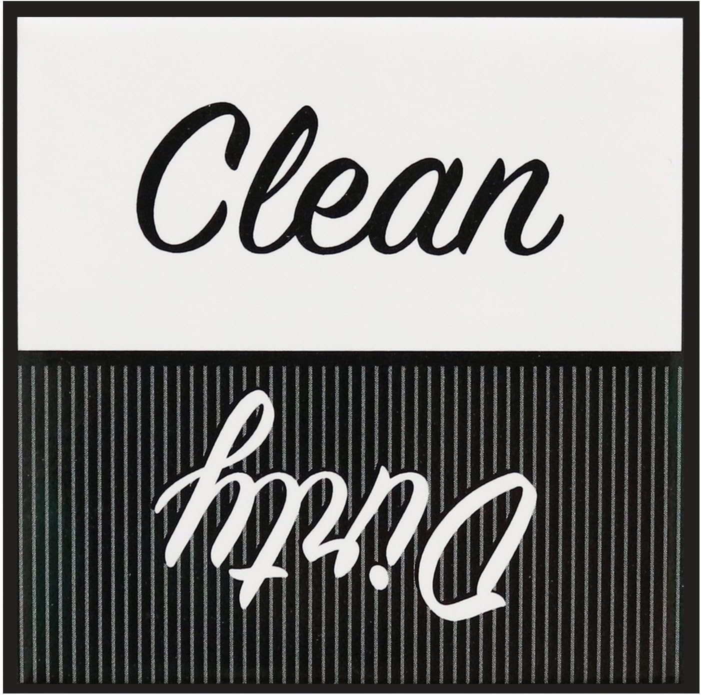 Clean Dirty Dishwasher Magnet - Laundry Sign - Black & White with Stripes (Magnetic)