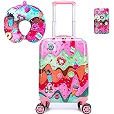 Inprof Cute Kid’s Luggage Set 2 Piece Suitcase Set 16’’ Hardside Luggage with Spinner Wheels Girls Carry on Toddler Travel Rolling Suitcase Carry on Luggage Airline Approved