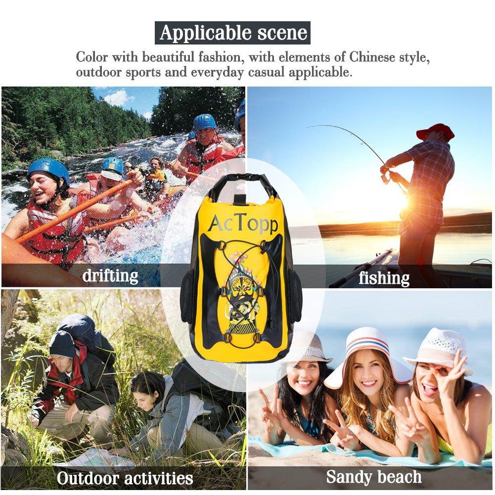 AcTopp 35/20L Waterproof Dry Bag Backpack Kayak Waterproof Bag Durable Roll Top Backpack with 2 Adjustable Shoulder Straps for Boating, Kayaking, Sailing, Rafting, Canoeing, Camping