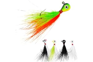 MadBite WideEye 15/28 Pack Jig Head Kits, Bucktail Hair Jigs, Conical Jigs and Pill Shaped Jig Kits, Fishing Jig Heads for Walleye, Bass, Crappie, Jig Head Weights - 1/8 oz, 1/4 oz and 3/8 oz