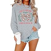 Christmas Bow Shirts for Women Merry and Bright Sweatshirt Vintage Xmas Vacation Casual Long Sleeve T-Shirts