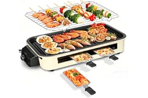 Electric Indoor Grill 1500W, YOHAWJAN 2 in 1 Smokeless Indoor Grills with Non-stick Removable Grill & Griddle Plate, Temperat