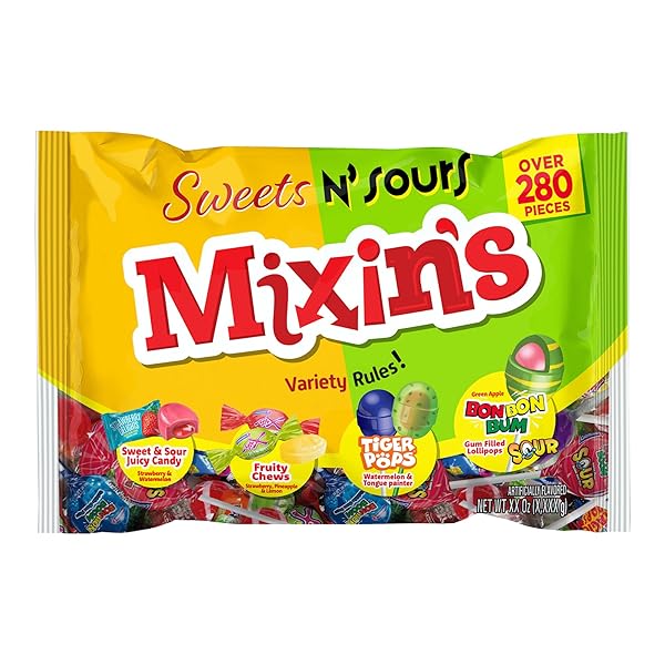 MIXIN’S SWEET AND SOUR BULK CANDY VARIETY PACK – INDIVIDUALLY WRAPPED, GLUTEN-FREE – PERFECT FOR PARTIES, PINATAS, AND HOLIDAYS – FEATURING ASSORTED FLAVORS LIKE WATERMELON AND GREEN APPLE – GREAT FOR HALLOWEEN AND CHRISTMAS, 280 PIECES APPROX (1 PACK)
