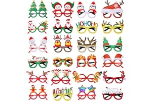 Thuodo 24Pcs Christmas Glasses Glitter Party Decorations Eyeglasses Frames, Costume Eyeglasses for Christmas Parties Holiday Favors Photo Booth Novelty Glasses Cosplay (One Size Fits All)
