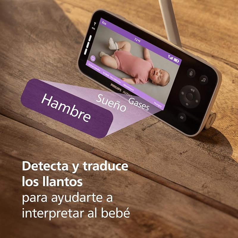 Philips avent premium connected baby monitor, o monitor mais avançado da avent até agora, monitoramento de sono e respiração com ia, tradução de choro, scd973/26