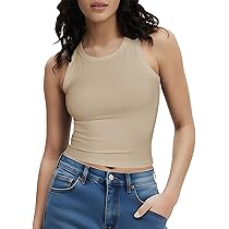 カホン　カントリーナチュラル 8 GEMBERA Womens Sleeveless Racerback High Neck Basic Ribbed