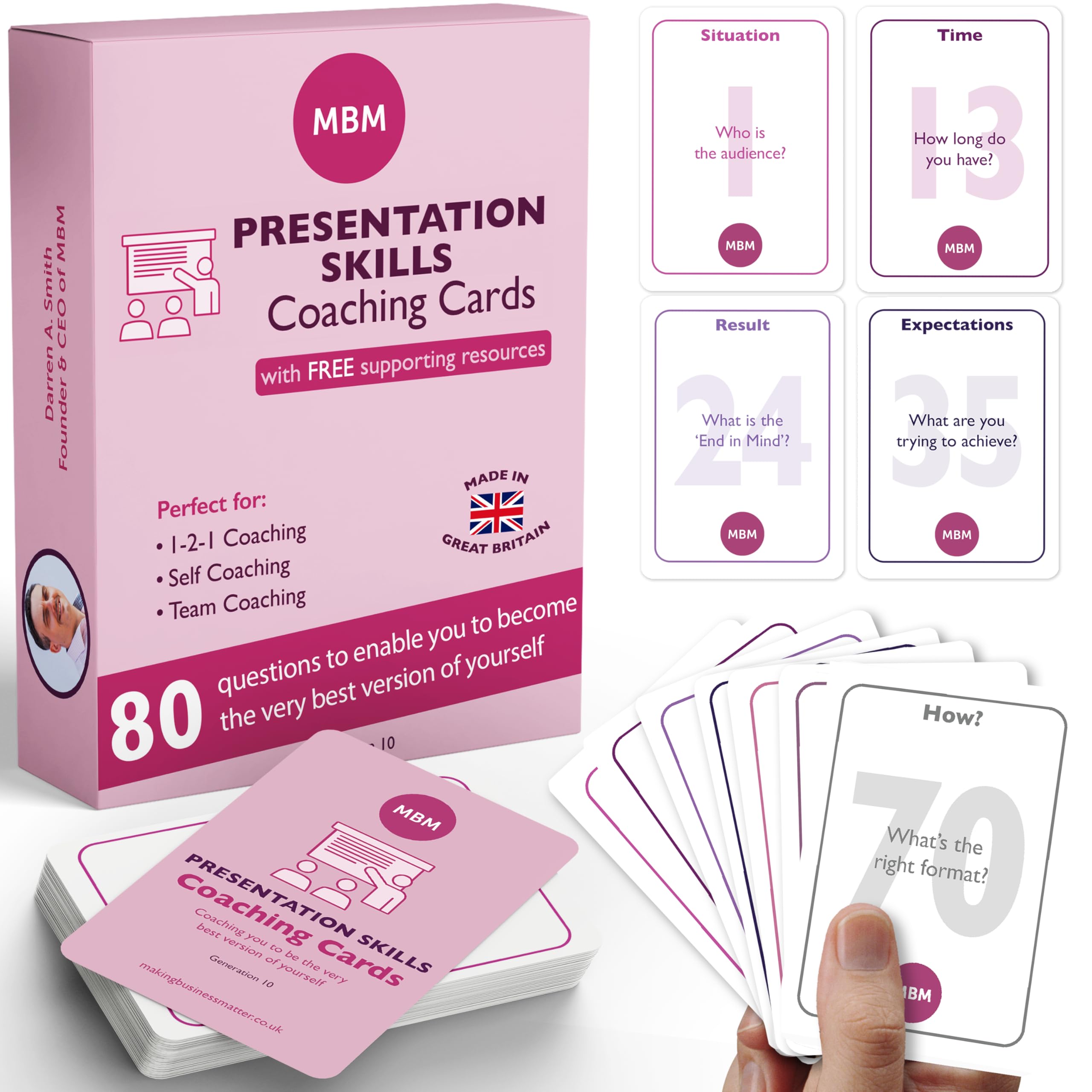 MBM Coaching Cards for Influence & Strategic Skills | Question Cards for Insight, Communication & Professional Effectiveness (Presentation)