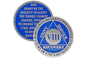 THE TOKEN SHOP 8 Year Sobriety Coin | Legacy AA Chip | Thick Triplate Recovery Anniversary Token (Blue)
