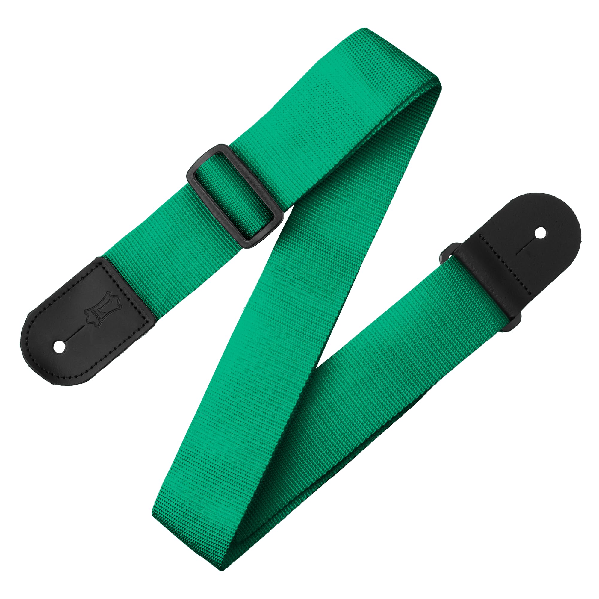 Levy's Leathers 2" Polypropylene Guitar Strap with Genuine Leather Ends and Tri-glide Adjustment; Green (M8POLY-GRN)