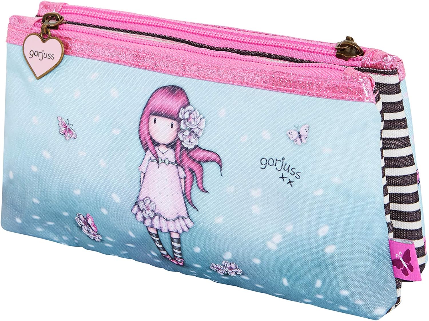 SANTORO Gorjuss Sparkle & Bloom Double Pencil Case 324GJ21 - Cherry Blossom, Turquoise, 215x115x50 Mm