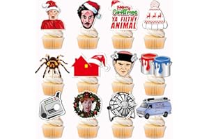 HIGZYOVN 24 Pcs Home Alome Cupcake Toppers Home Alone Christmas Cake Decorations Funny Merry Christmas Ya Filthy Animal Decorations for Homes Alome Party Decorations