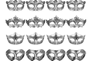 Yookat 16 Pieces Masquerade Masks Vintage Antique Masks Venetian Masks (silver)