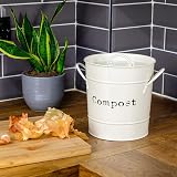 Harbour Housewares Vintage Kitchen Compost Bin 3.2L Cream with Inner Liner view 6