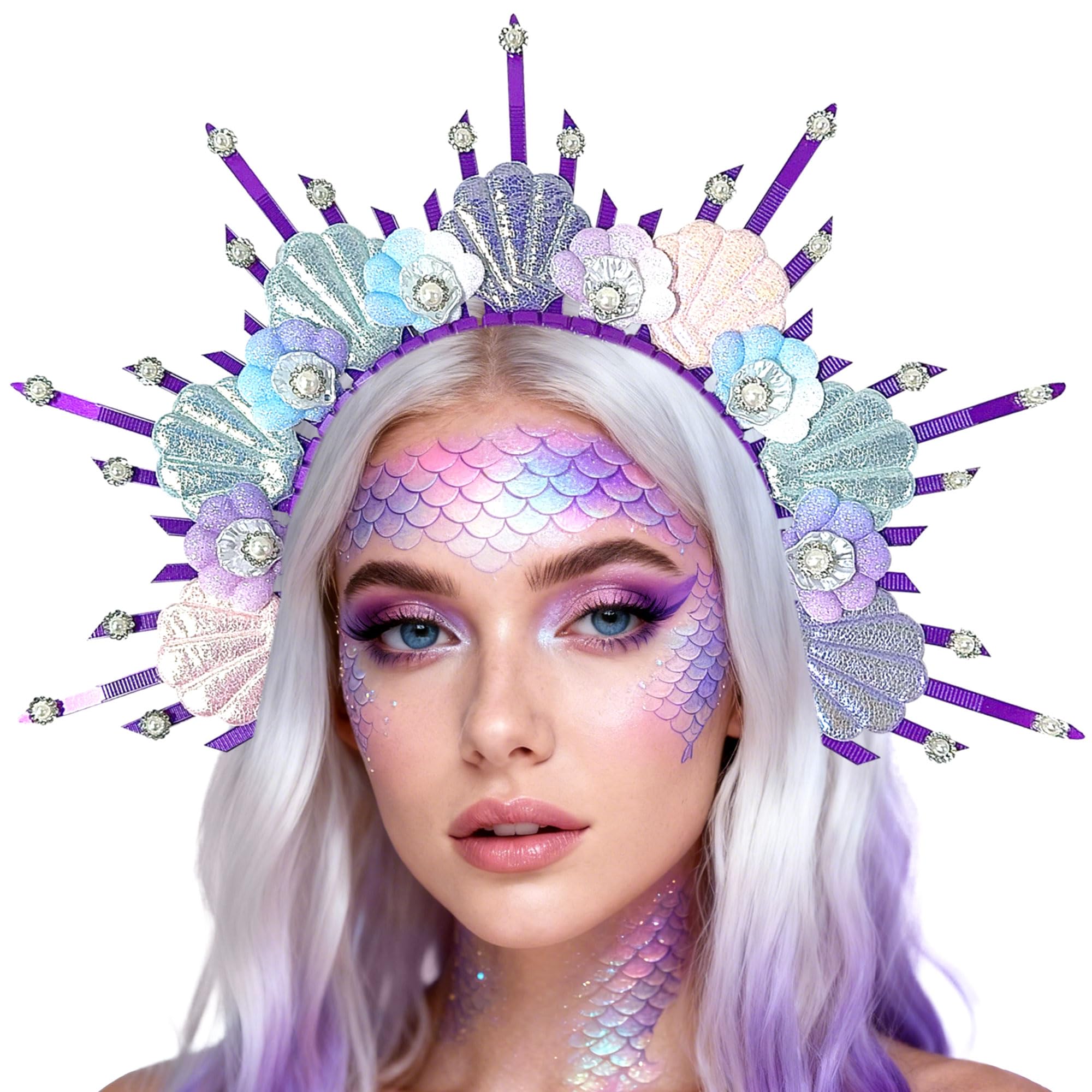 BACH AND BOUJEE Mermaid Headband Seashell Halo Crown Headpiece Siren Costume Women Halloween Cosplay Renaissance — image 1