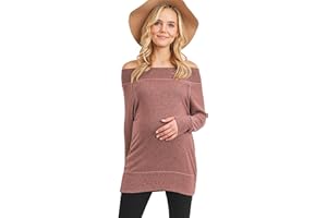 LaClef Women's Drop Shoulder Sweater Knit Maternity Tunic Top
