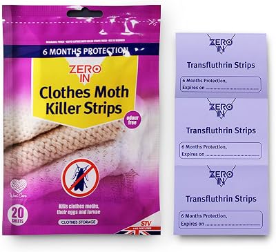 Zero In Clothes Moth Killer Strip S 20-Pack Fragranced Wardrobe Cupboard