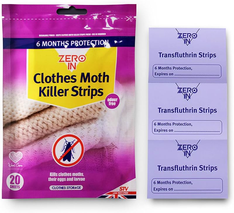 Zero In Clothes Moth Killer Strip S 20-Pack Fragranced Wardrobe Cupboard