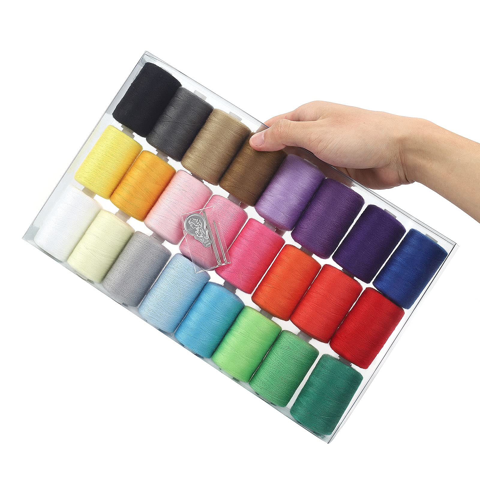 NEX Sewing Thread 24 Spools, 1000 Yards Each Cotton Thread Kit for Hand Stitching & Sewing Machine, Quilting, Embroidery - 24 Colors