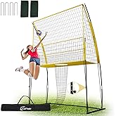 2-in-1 Volleyball Training Equipment - Adjustable Height Volleyball Practice Net System, Portable Volleyball Net for Indoor Outdoor Backyard Hitting Serving Passing Practice with Ball Return