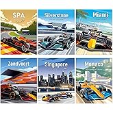 MOCVSWO Car Wall Art Prints,Sports Car Posters,Super Car Art Prints,Formula Grand Prix Silverstone Race Car Posters for Men Bedroom Decor Boys Room Decor,Home Office Decor,Set of 6(8"x10"inch,Unframed).