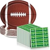 Oval Paper Plates and Napkins - Touch Down Party Decorations - Rugby Birthday Supplies - 11inch Boys Sports Game Theme Dish Tray Dinnerware for Football Game Celebration, 25 Guest