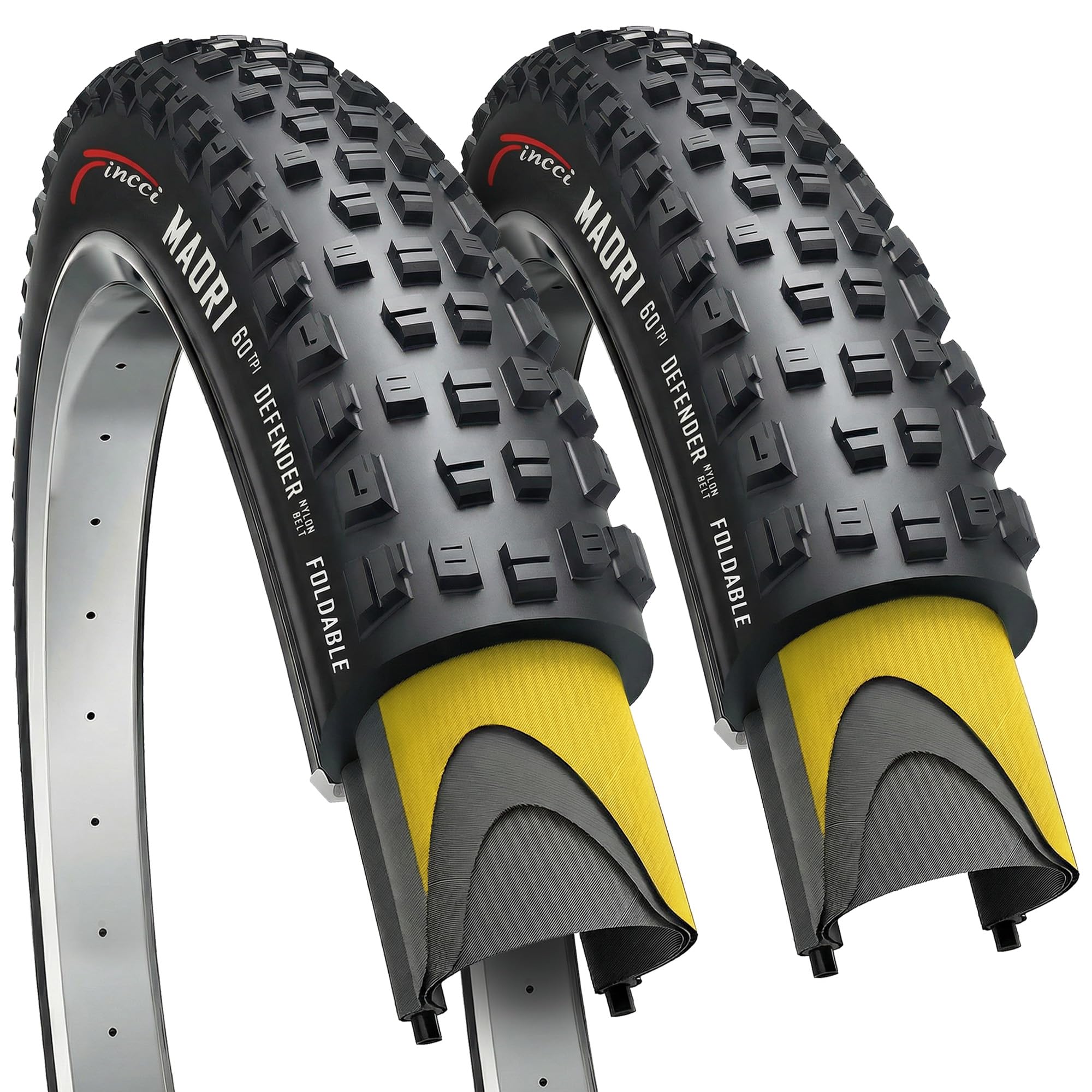 Fincci Pair 29 x 2.25 Tyre Mountain Bike - 29 inch Tyres Mountain Bike 57-622 - 29er Puncture Proof Bike Tyres with 1mm Nylon Puncture Protection for Cycle on Electric & Folding & Road Bikes