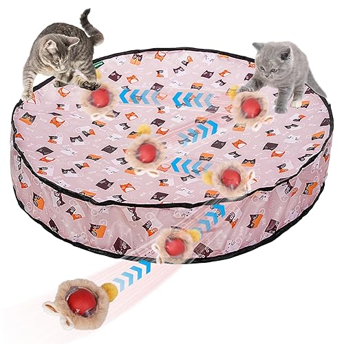 Trail Tail Interactive Cat Toy for Indoor Cats, Rechargeable Kitten Toy for Chasing and Hunting, Hide and Seek Mouse Catching Game with Automatic Motion-Activated Moving Ball