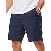 Dokotoo Men Mens Cotton Linen Shorts Casual Waist Elastic Button Golf Beach Shorts with Pockets
