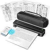 ETIKEZ D90E Inkless Portable Thermal Printer with Case &ndash; 8.5" x 11", Black | Wireless Bluetooth Small Compact Mobile Printer for Travel/Office/School/Home, Compatible with iPhone, Tablet &amp; Laptop