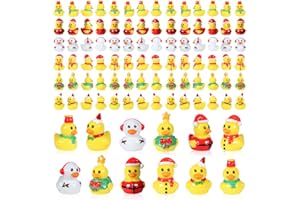 DASHUAIGE 54 PCS Tiny Ducks Mini Resin Christmas Ducks Miniature Colorful Figures Ornament for Xmas, Craft, Dollhouse, Slime, Home Decorations (Christmas 2)